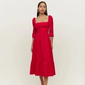 Reformation Cyprus Midi Dress in Cherry Red Size 4